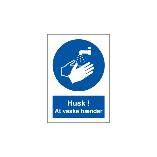 Skilt P218 Husk! At vaske h�nder 297 x 210 mm plast