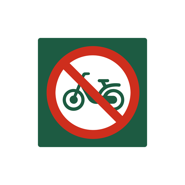 Skilt Naturstyrelsen Knallertk�rsel forbudt Aluminium 10 x 10 cm NSF03