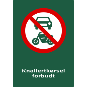Skilt Naturstyrelsen Knallertkrsel forbudt  Lakeret Aluminium 297 x 210 mm NSP05