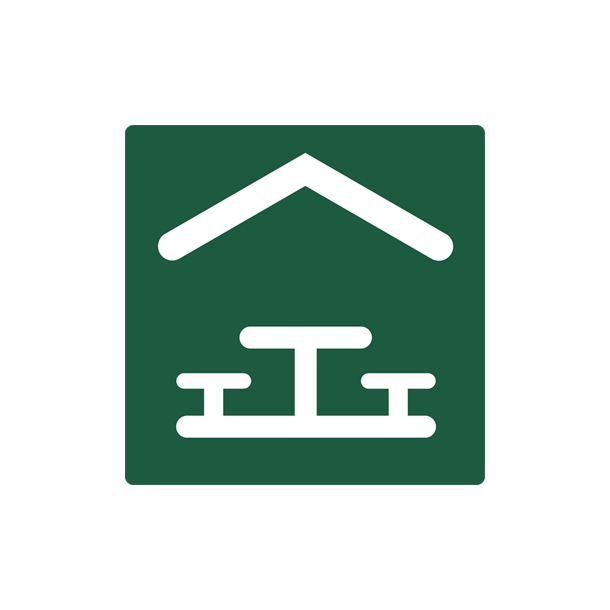 Skilt Naturstyrelsen Madpakkehus Lakeret Aluminium 100 x 100 mm NSS31