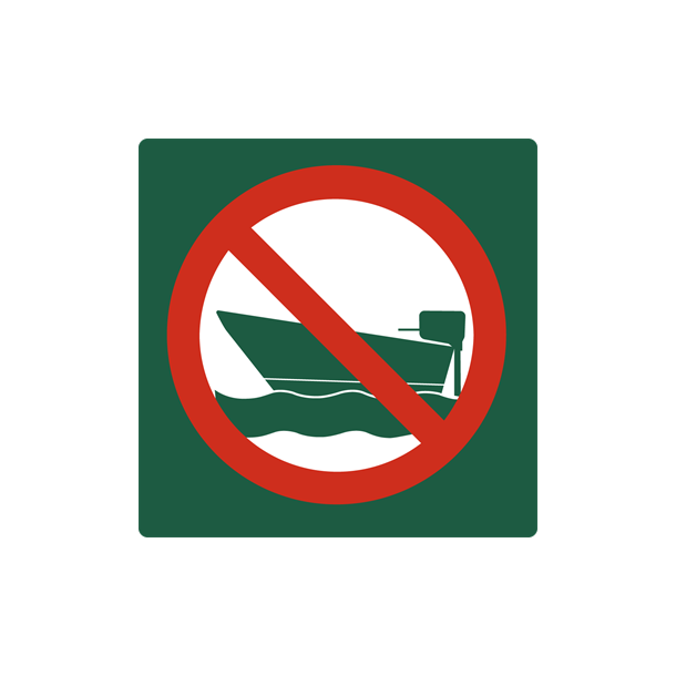 Skilt Naturstyrelsen Motorb�d forbudt Aluminium 10 x 10 cm NSF14