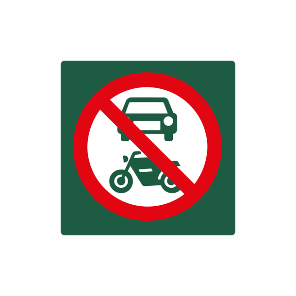 Skilt Naturstyrelsen Motork�rsel forbudt Aluminium 10 x 10 cm NSF01