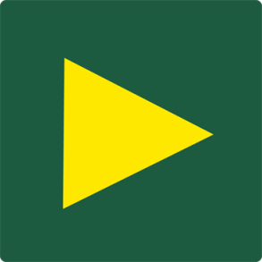 Skilt Naturstyrelsen Retningspil Gul Lakeret Aluminium 100 x 100 mm NSR02