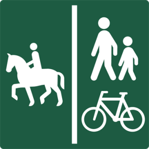 Skilt Naturstyrelsen Ridesti/Gang- og cykelsti Lakeret Aluminium 10 x 10 cm NSA09