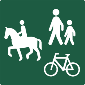 Skilt Naturstyrelsen Ride, gang- og cykelsti Lakeret Aluminium 10 x 10 cm NSA13