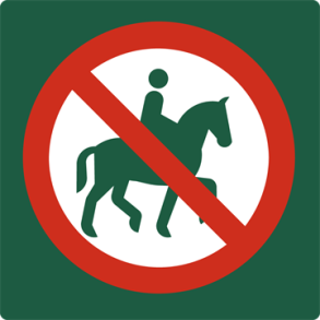 Skilt Naturstyrelsen Ridning forbudt Aluminium 10 x 10 cm NSF08