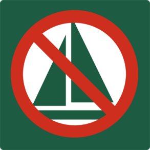 Skilt Naturstyrelsen Sejlads forbudt Aluminium 10 x 10 cm NSF11