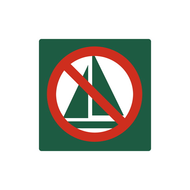 Skilt Naturstyrelsen Sejlads forbudt Aluminium 10 x 10 cm NSF11