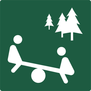 Skilt Naturstyrelsen Skovlegeplads Lakeret Aluminium 100 x 100 mm NSS05