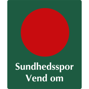 Skilt Naturstyrelsen Sundhedsspor Vend om Lakeret Aluminium 100 x 120 mm NSR14