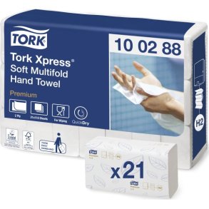 Tork Premium H2 Xpress Soft multifold hndkldeark hvid 340x212mm 2 lag