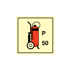 Skilt Wheeled fire extinguisher - Photoluminescent Self Adhesive Vinyl - 150 x 150 mm