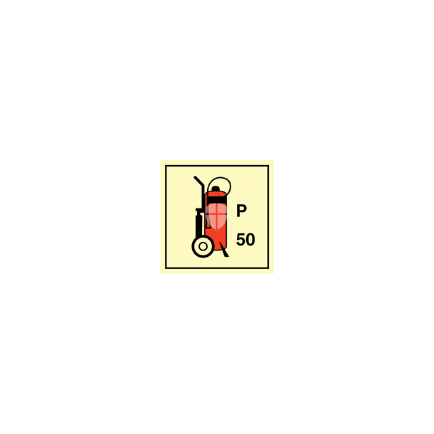 Skilt Wheeled fire extinguisher - Photoluminescent Self Adhesive Vinyl - 150 x 150 mm