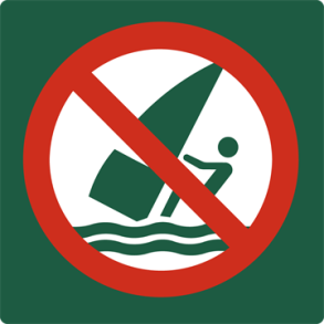 Skilt Naturstyrelsen Windsurfing forbudt Aluminium 10 x 10 cm NSF12