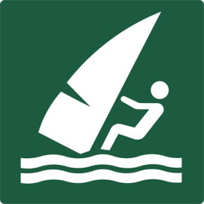 Skilt Naturstyrelsen Windsurfing Lakeret Aluminium 100 x 100 mm NSS06